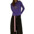 thumbnail image 2 of hirigin Women T-shirt Long Sleeve Crew Neck Letters See-through Star Slim Fit Ladies Tops for Daily Party, 2 of 4