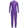 thumbnail image 3 of TTAO Kids Girls Long Sleeve Gymnastics Leotard Full Body Ballet Dance Unitard Shiny Figure Skating Jumpsuit Purple 10, 3 of 5