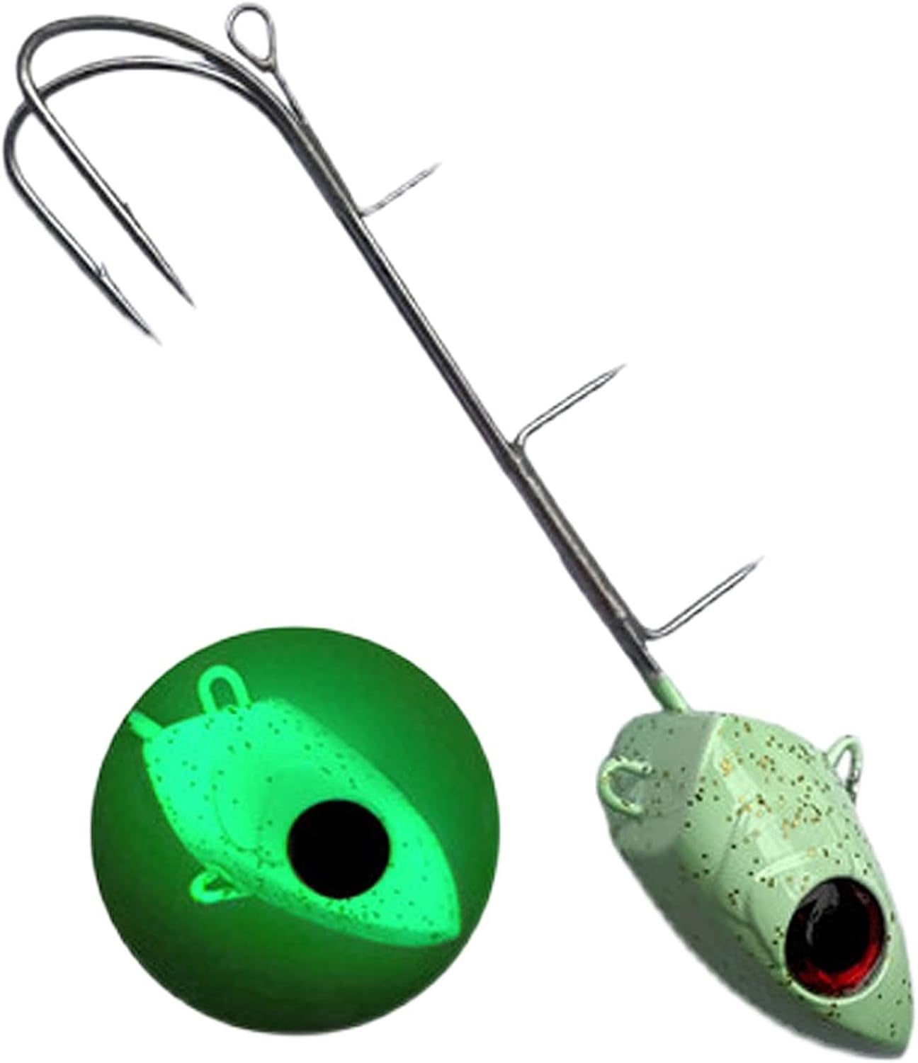 Fish Hooks 100g/250g Three Hooks Deep Sea Fish Hook All Luminous Hairtail Special Hook White Ribbon Fish Hook Fish Hook Set (Size : 250g Full Luminous Two Hooks)