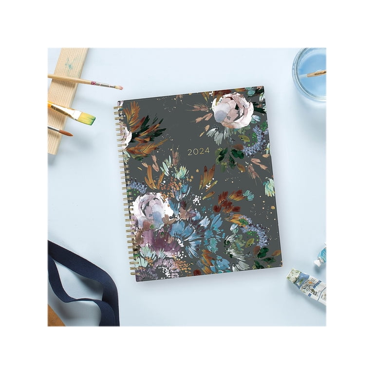 Kelly Ventura 2024 Weekly & Monthly Planner – 8.5 X 11, Flexible Floral Cover, Wirebound, Dated Jan-Dec With Extra Pages