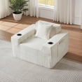 thumbnail image 3 of Leumius Single Cloud Sofa,Boneless Accent Chair with Cupholders,Upholstered Corduroy Fabric Modern Armchair with Deep Seats for Living Room Bedroom,White, 3 of 7
