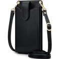thumbnail image 1 of Bandolera de cuero negro Peacocktion para mujer, 1 of 7
