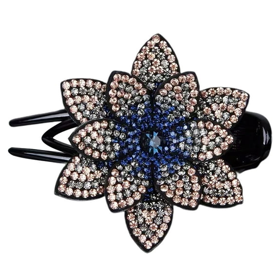 Yesbay Anti-slip Tooth Temperament Exquisite Hair Clip Shining Rhinestone Elegant Flower Decor Hairpin Hair Accessories