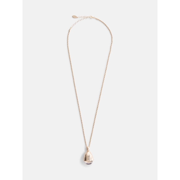 Scenario Women's Gold-Tone Necklace with Clear Resin Pendant