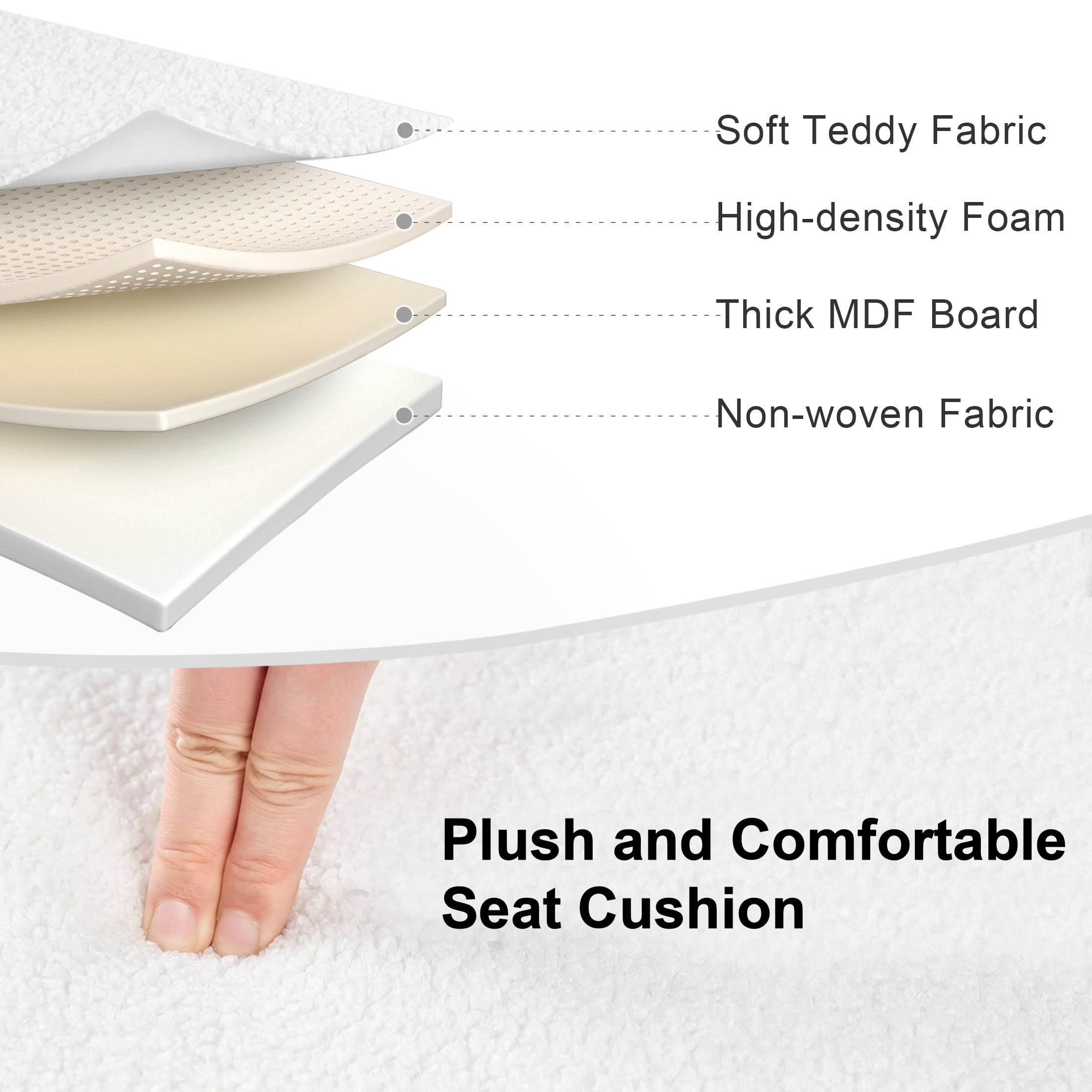 CONCETTA 30in Ottoman with Storage, Folding Foot Rest for Living Room & Bedroom, Versatile Home Bench in Soft Teddy Fabric, White