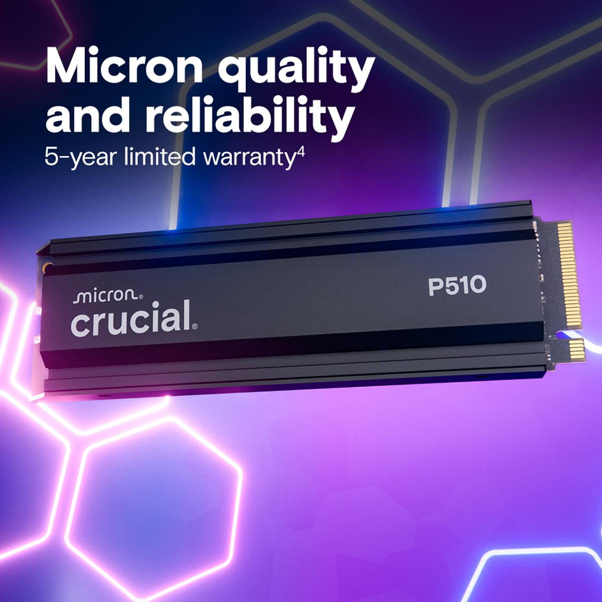 Crucial P510 2TB NVMe PCIe Gen5 M.2 2280 Internal Gaming SSD with Heatsink