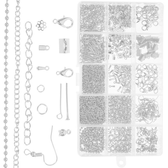 WHAMVOX Jewelry Making Kit with Silver Alloy and Plastic Findings for Decor 1 Box DIY Necklace Bracelet Supplies