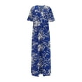 thumbnail image 6 of Uaswgudfs ​Floral Women's V-Neck Short Sleeve Midi Dress​ - Cotton Chiffon Summer 2025 Flow Style for Women Blue L, 6 of 6