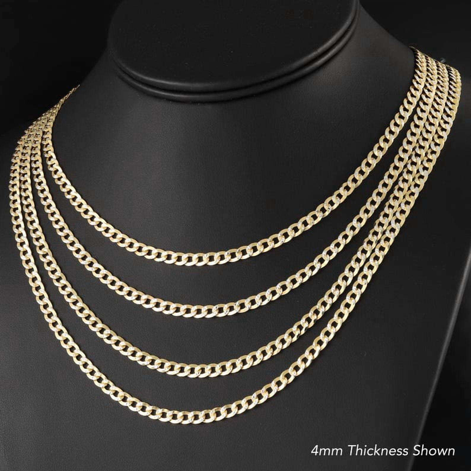 Tilo Jewelry Solid 925 Sterling Silver Two-Tone Diamond-Cut Curb Link Chain Necklace with Secure Lobster Lock | 7.5mm - 22 Inch | Everyday Necklace for Men & Women