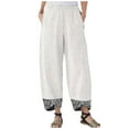 thumbnail image 1 of VEKDONE Pantalon Long en Lin pour Femme Blanc TG, 1 of 3