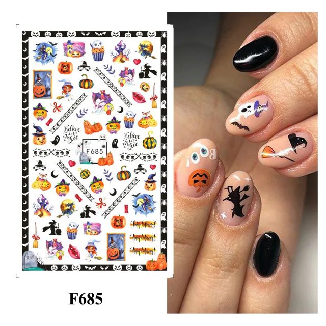 Pegatinas de uñas de la serie de Halloween de Navidad de invierno, accesorios de uñas, calcomanías de decoración de uñas de belleza de Santa Claus, alce de copo de nieve 3D