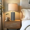 thumbnail image 5 of Modern Ceramic Table Lamp Set of 2, Table Lamps for Living Room, Rustic Farmhouse Bedside Lamps Nightstand lamp for Bedroom, Desk Lamp for End Table Home Decor Black, 5 of 9