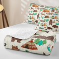 thumbnail image 4 of Catabedysis Cartoon Camping Quilt Full,Wildlife Camper Print Full Bedspread Sets For Boys,Multicolor,3Pcs, 4 of 7