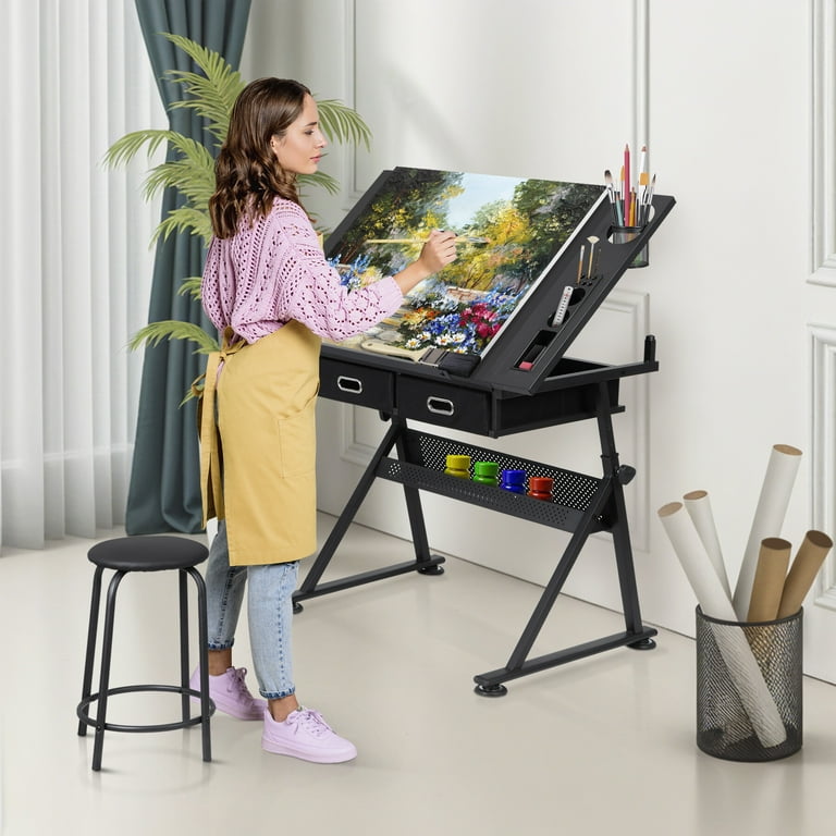 ZENSTYLE Adjustable Drafting Drawing Table Craft Tiltable Tabletop