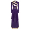 thumbnail image 3 of Sholeno Womens Liturgical Praise Dance Outfits Worship Dancewear Overlay Dress with Wide-Leg Pants 2-Piece Sets Purple XXL, 3 of 7