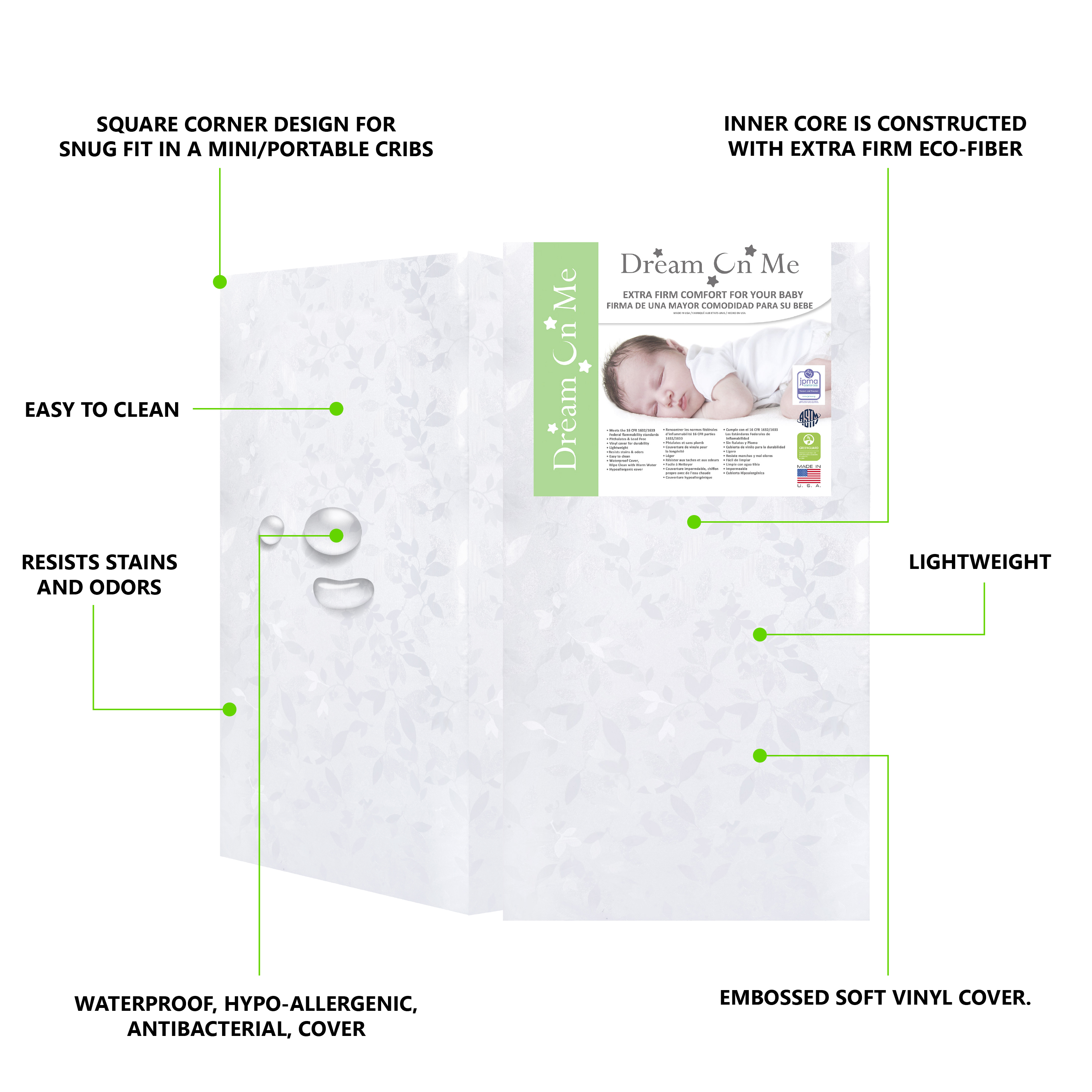 Dream On Me Jasmine 4 Inch Crib & Toddler Mattress photo 3