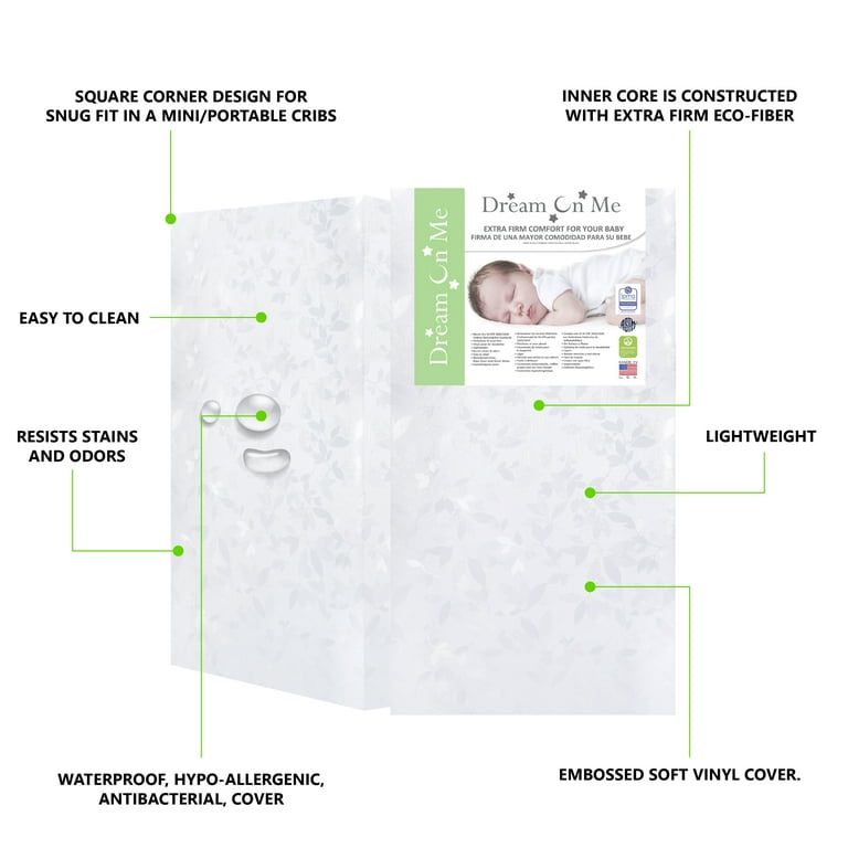 Dream On Me Jasmine 4” Firm Fiber Crib Toddler Bed Mattress