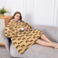 thumbnail image 5 of Oversized Wearable Blanket Hoodie,Beige Buffalo Pattern Sherpa Blanket Hoodie with Super Pockets,Super Warm Fuzzy Pullover for Women & Men, 5 of 6