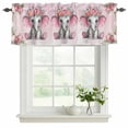 thumbnail image 2 of 2 Pack Valances for Windows, Pink Elephant Window Valances for Living Room/Bedroom/Bathroom, Cute Wildlife Animals Watercolor Flowers Light Filtering Kitchen Curtain Valance 60"W x18" L, 2 of 9