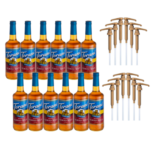 Torani Sirop Aromatisant Sans Sucre Saveur Almond Roca Plastique 750 ml avec Pompe Bonus