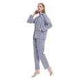 thumbnail image 2 of Apparonia Conjuntos de Pijama para Mujer Ropa de Dormir de Algodón Camisa de Manga Larga con Botones Al Frente y Pantalón Ropa de Dormir Cuello con Solapa Pjs Conjuntos de Descanso Rayas Azules M, 2 of 6
