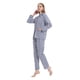 thumbnail image 2 of Apparonia S S Conjuntos de Pijama para Mujer Ropa de Dormir de Algodón Camisa de Manga Larga con Botones Al Frente y Pantalón Ropa de Dormir Cuello con Solapa Pjs Conjuntos de Descanso Rayas Azule, 2 of 6