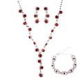 thumbnail image 3 of Faty-T Silver Necklace Earrings Sets Rhinestone Bridal Wedding Jewelry Set Formal Prom Costume Jewelry Sets for Women and Brides, 3 of 16