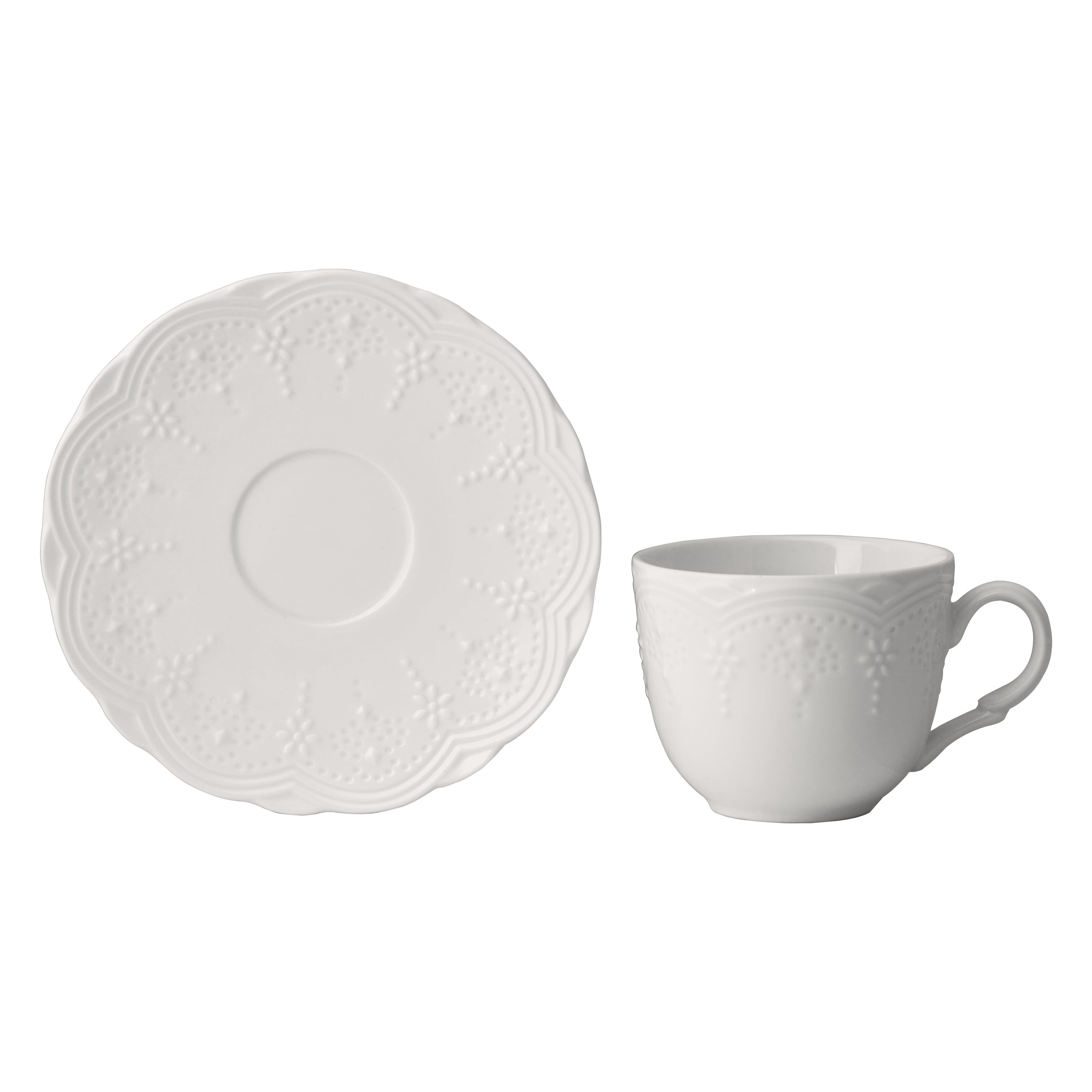 10 Strawberry Street Valentina Porcelain Cup & Saucer, Set of 6, White