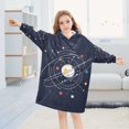 thumbnail image 5 of FORMRS Wearable Blanket Hoodie with Sleeves for Kids Cozy Flannel Sweatshirt, White Planet, 5 of 7