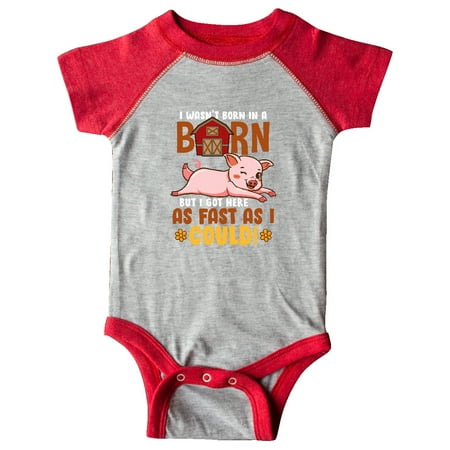 

Inktastic Farmer Gift Born in a Barn Gift Baby Boy or Baby Girl Bodysuit