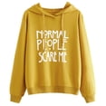 thumbnail image 2 of CUZIBR Hoodies For Women Letter Print Pullover Hoodie Long Sleeve Drawstring Pocket Casual Hooded Comfortable Tops Sweatshirts Fall Winter Clothes,Yellow, 2 of 4