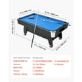 thumbnail image 6 of VEVOR Pool Table, 7 ft Portable Billiards Tables,Adjustable Feet Stable Game Table,Entertainment Set Includes Ball, Cue, Rack, Chalk and Brush, Black with Bule Cloth, for Family Use, Recreation Room, 6 of 9