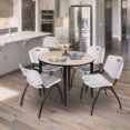 thumbnail image 2 of Regency Kahlo 42 in. Round Breakroom Table- Beige Top, Black Base & 4 M Stack Chairs- Grey, 2 of 7