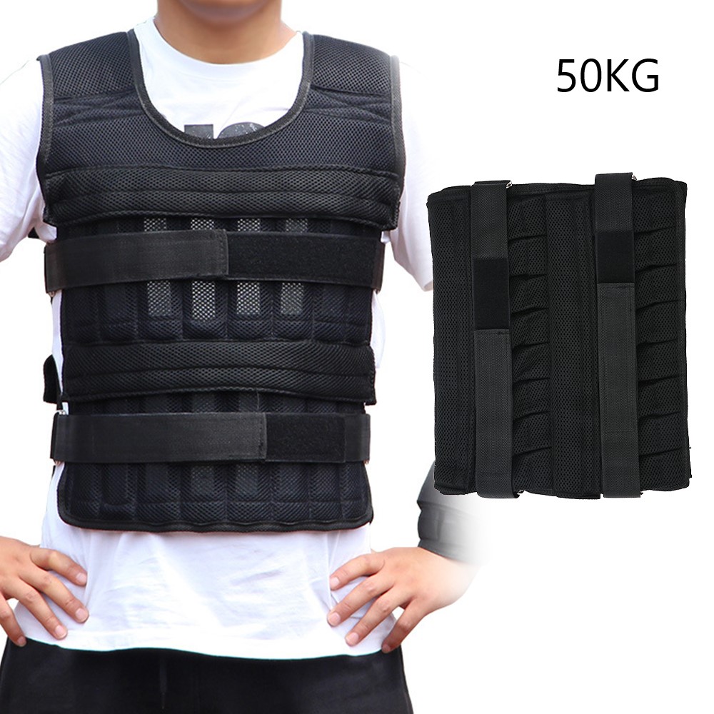 50KG PORTABLE ADJUSTABLE WEIGHTED VEST LOADING WEIGHTS JACKET TRAINING WORKOUT