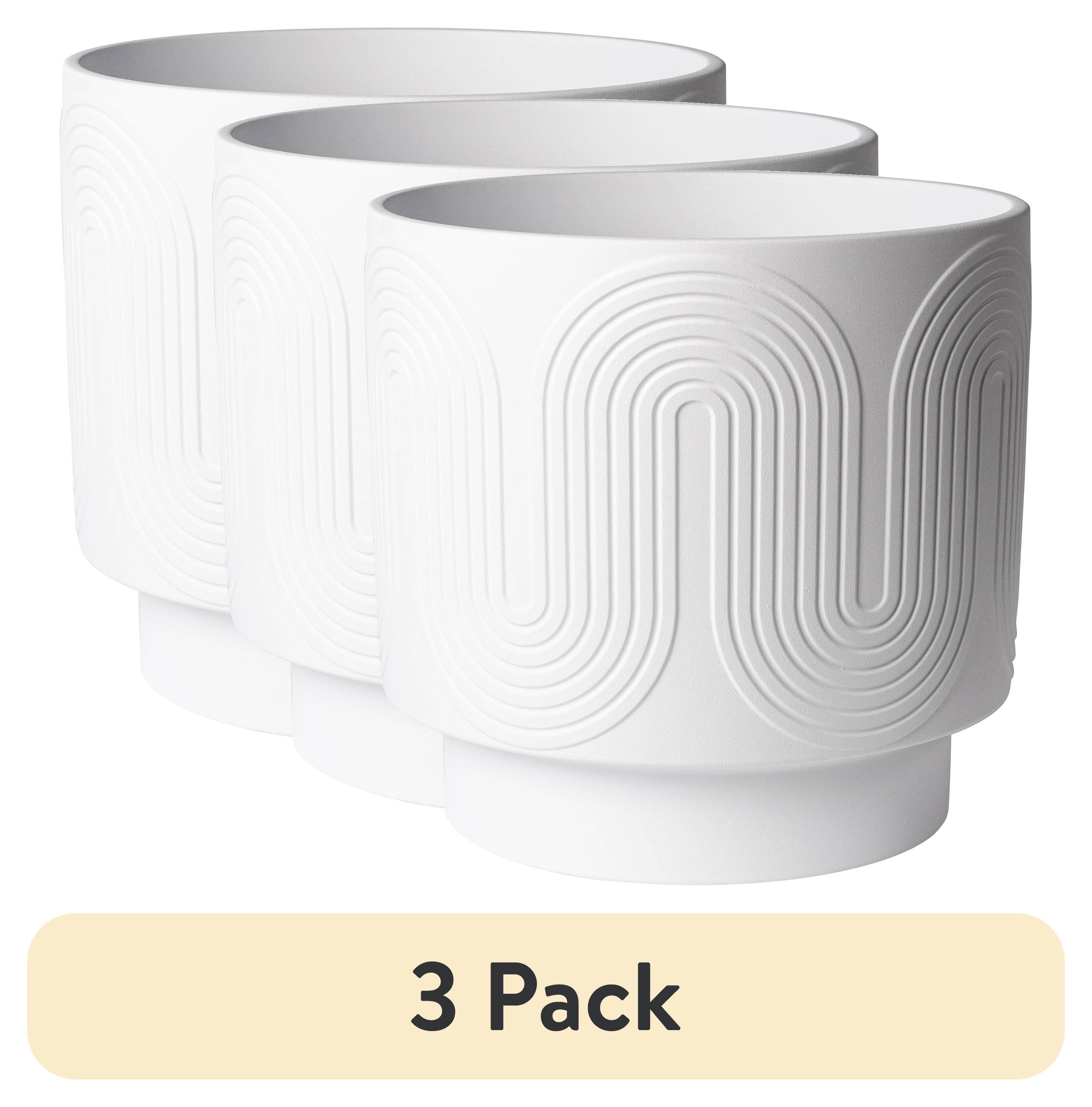 (3 pack) Better Homes & Gardens Pottery 12" Amy Ceramic Planter, White