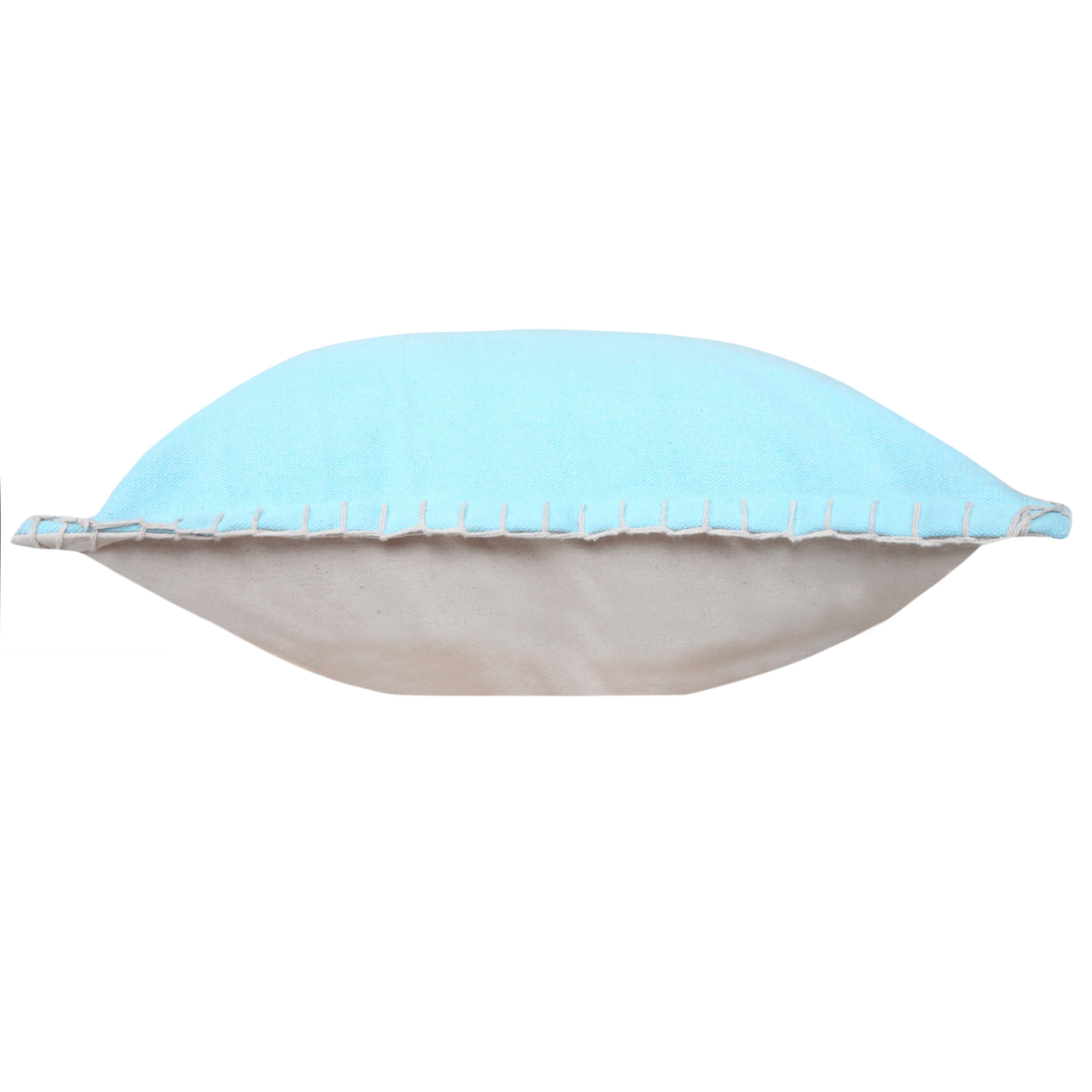 Ox Bay Wilma 20" x 20" Light Blue Stitch Bordered Cotton Adult Decorative Throw Pillow Cover