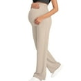 thumbnail image 2 of purcolt Women's Maternity Pants High Waist Straight Wide Leg Over The Belly Yoga Pants Stretchy Soft Pregnancy Pants Lounge Trousers with Pockets, 2 of 8