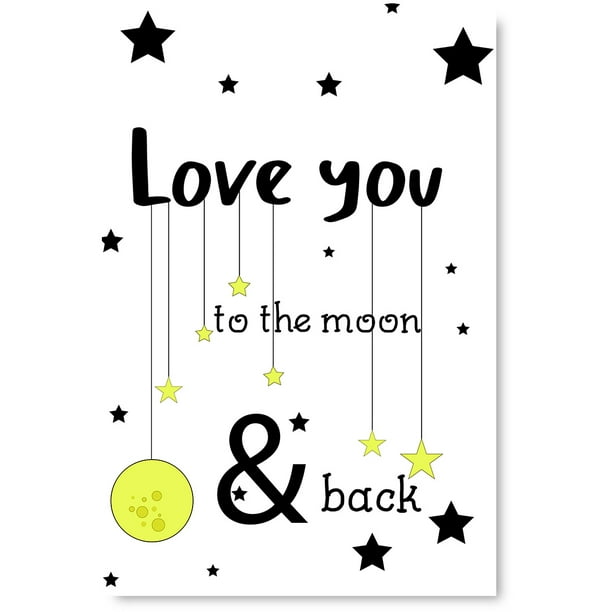 Awkward Styles Mother Quotes Baby Boy Room Decor Love You To The Moon Back Canvas Printed Art Ready To Hang Art Baby Girl Wall Art Decor Framed Poster For Kids Nursery