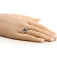 thumbnail image 4 of Gem Stone King 925 Sterling Silver Blue Sapphire and White Topaz Women's Engagement Ring (0.79 Cttw, Oval 6X4MM, Available in Size 5, 6, 7, 8, 9), 4 of 5