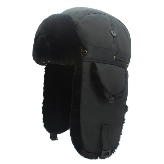 Moocorvic Windproof Trapper Hat for Men Women, Winter Fleece Lined Warm Hat with Ear Flaps,Black