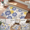 thumbnail image 5 of Entryway Rug 2'x3', Geometric Flower Small Rug for Kitchen Bathroom Door Mat Indoor Entrance, Vintage Country Floral Blue Yellow on Linen Non-Slip Area Rugs Floor Mats Carpet Front Door Rugs, 5 of 8