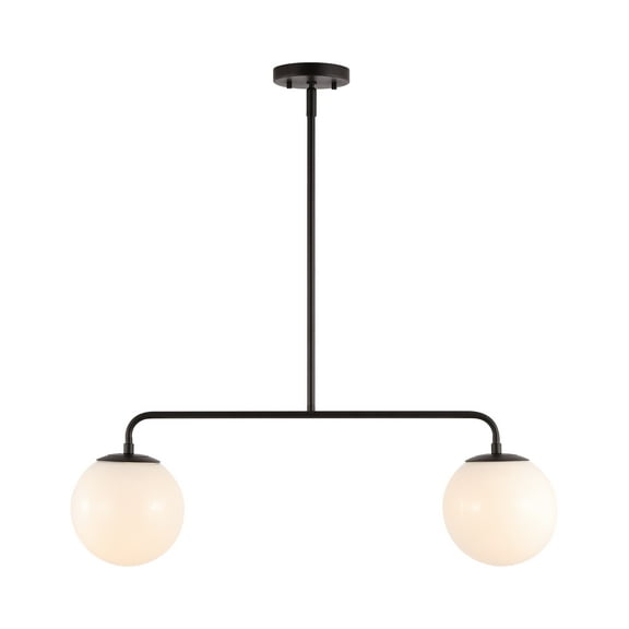 SAFAVIEH Conyer 2-Light Black Metal Pendant Light with White Glass Shade