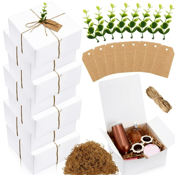 Juego de 8 cajas de regalo de papel blanco Critiin, 20 x 20 x 10 cm