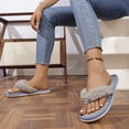 thumbnail image 4 of Qingpeng Womens Open Toe Thong Slippers Flat Plush House Shoes with Colorful Speckled Pattern for Indoor Home Winter Wear, 4 of 6