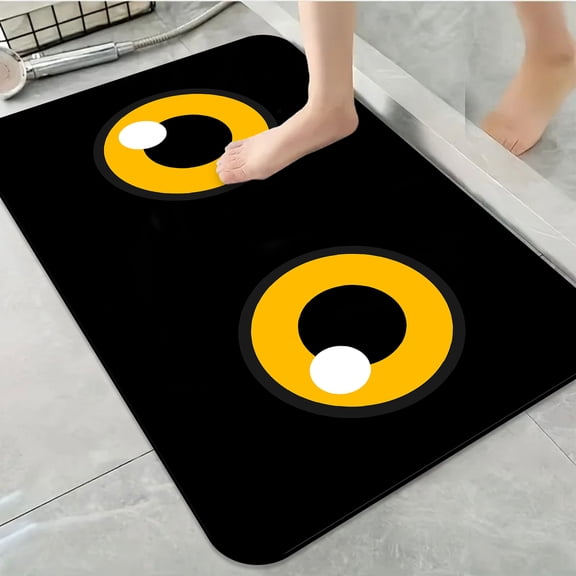 1pc Black Background Yellow Eyes Bathroom Rug Bathroom Decor and Accessories- Durable,Anti Slip,And Quick Drying,Suitable For Indoor/outdoor Use - Perfect For Bathrooms,Bedrooms,Kitchens