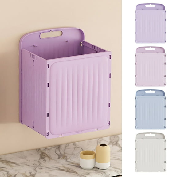 Fufafayo under $5 Wall Mounted Storage Box, Foldable Flat Storage Bin, Plastic Wardrobe Organizer for Clothes Toys Bedding Bathroom Laundry Room