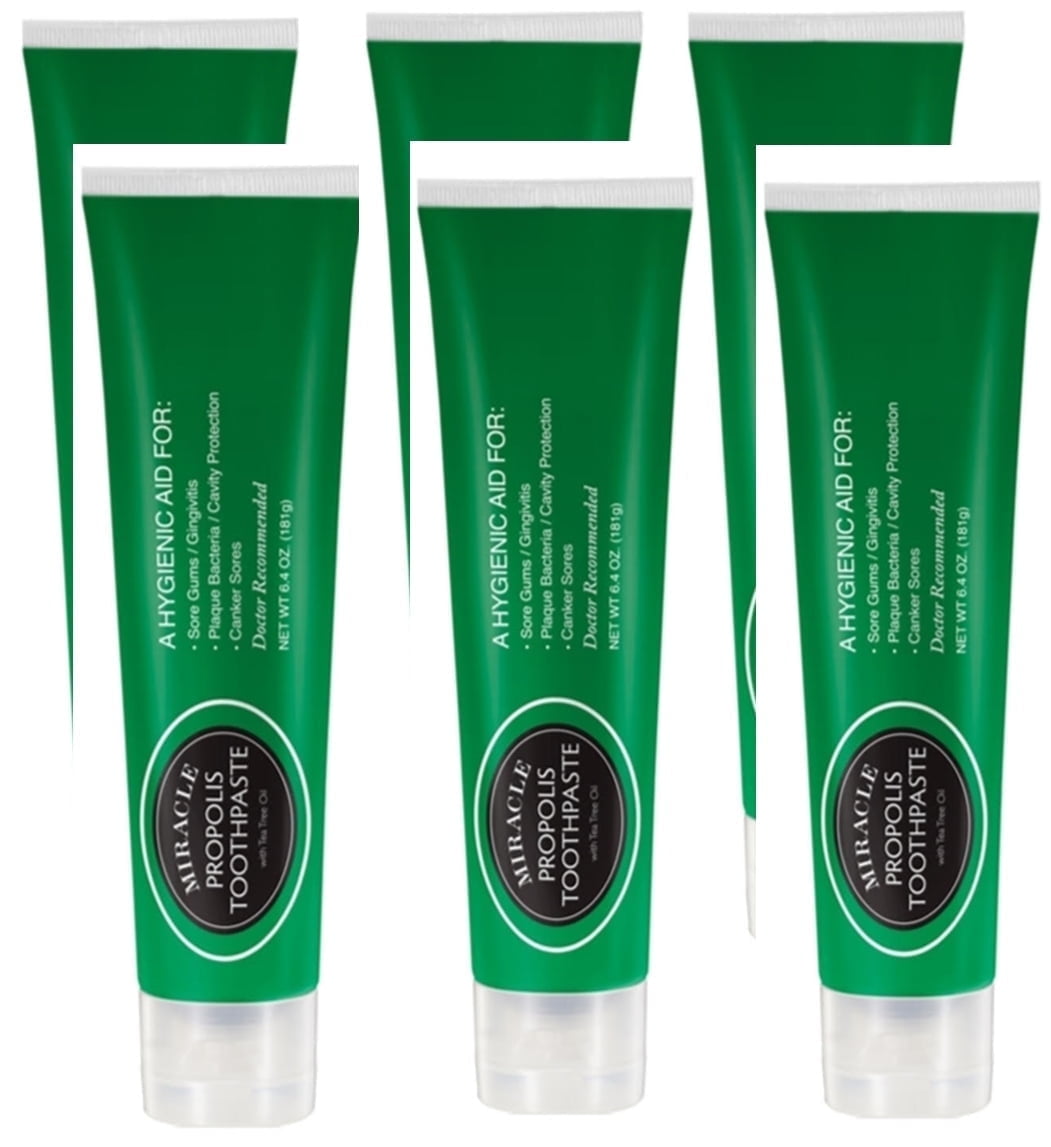 6 Pack, Miracle Propolis Toothpaste with Tea Tree Oil, Wholesale Offer, No Fluoride or SLS  6.4oz x 6