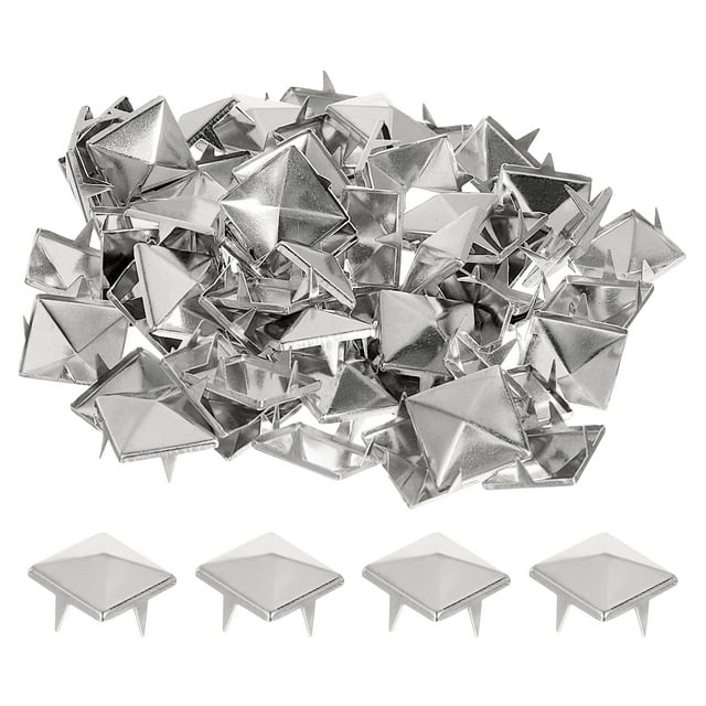 Unique Bargains 50 Ensembles Rivets à Piques 15x9mm Pyramide Rivets Rapides Carrés, Ton Argenté