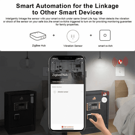 Tuya ZigBee Smart Vibration Sensor Real Time Monitoring Door Window Detection Alarm Security Protection