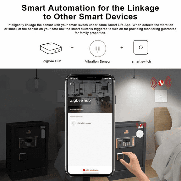 Tuya ZigBee Smart Vibration Sensor Real Time Monitoring Door Window Detection Alarm Security Protection